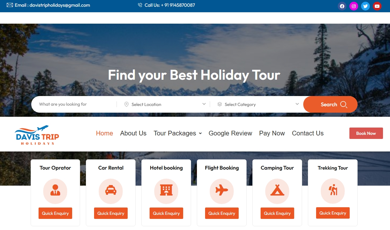 Website portfolio project – davistripholidays.com